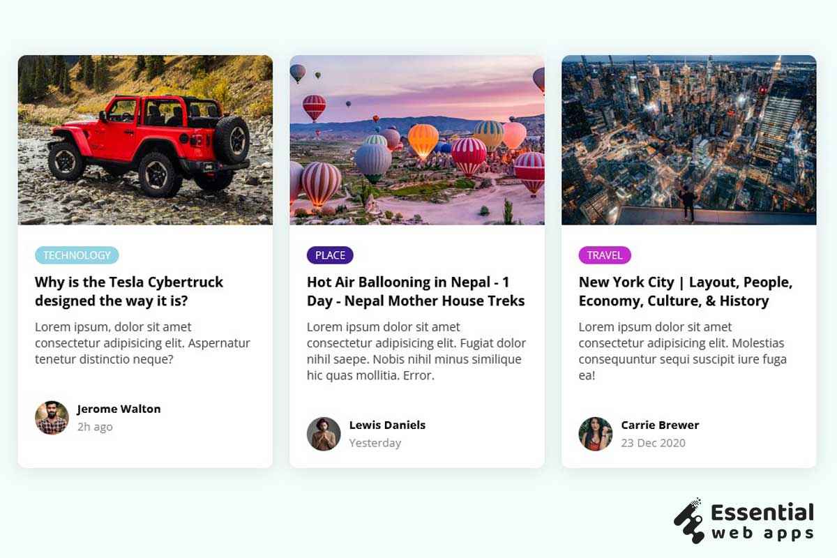 10+ CSS blog cards (latest collections) - Essential Web Apps