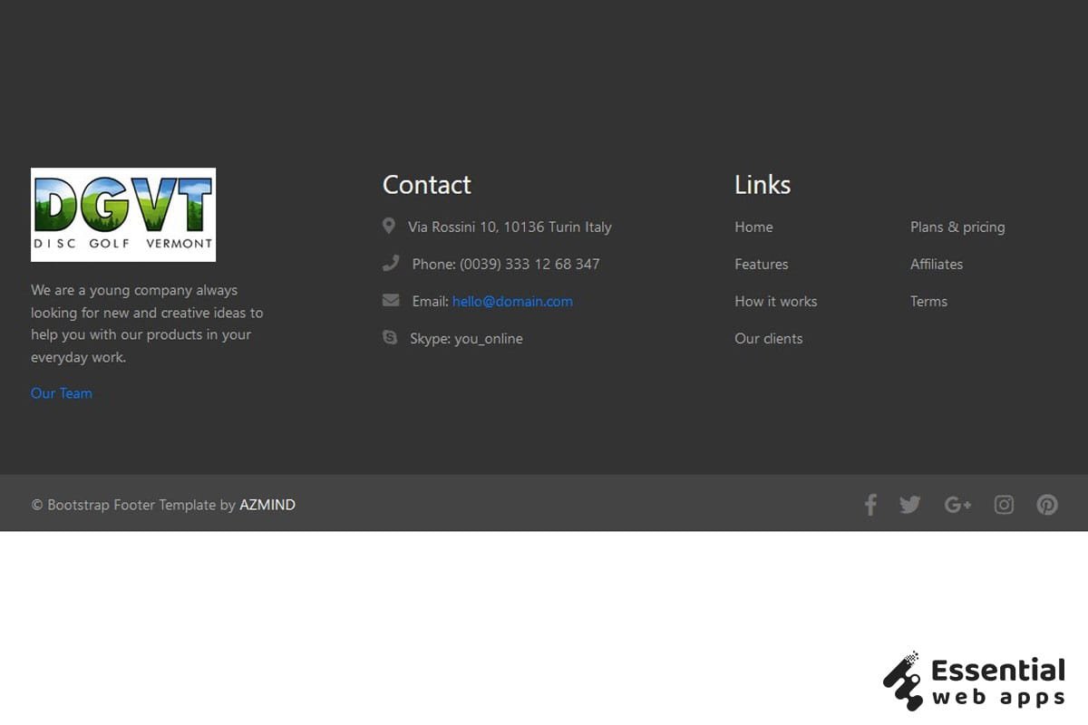 10+ Bootstrap Footers (latest collection) - Essential Web Apps