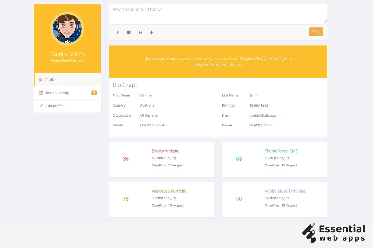 10+ Bootstrap profiles (latest collection) - Essential Web Apps